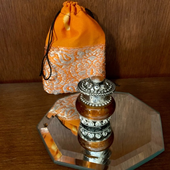 Small Glass & Silver Pill Box (Crystals, Trinkets) With Decorative Gift Pouch - Picture 2 of 16